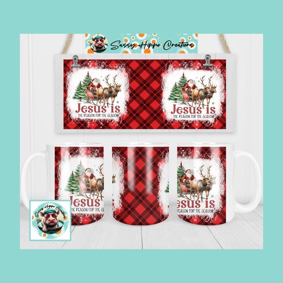 Ceramic Coffee Mug Jesus is the Reason for the Season Christmas 15oz Sublimated - Picture 1 of 4